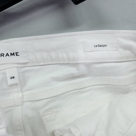 Frame Jeans Womens Size 28 White Denim Le Garcon Tapered Leg Crop 27" - Picture 6 of 14